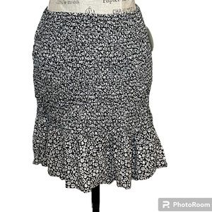 Japna black and white floral smocked skirt size large